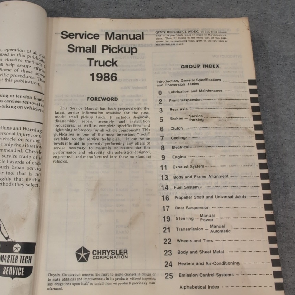 1986 Chrysler Ram 50 Import Service Manual Small Pickup Truck Shop Repair Guide - Picture 2 of 2